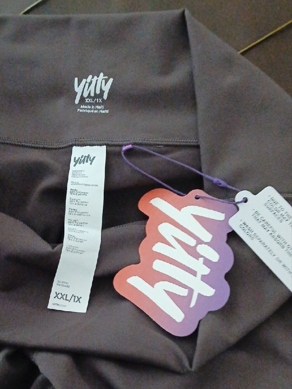 YITTY Brown High-Waist Stretch Leggings with Branded Tag - Picture 3 of 6